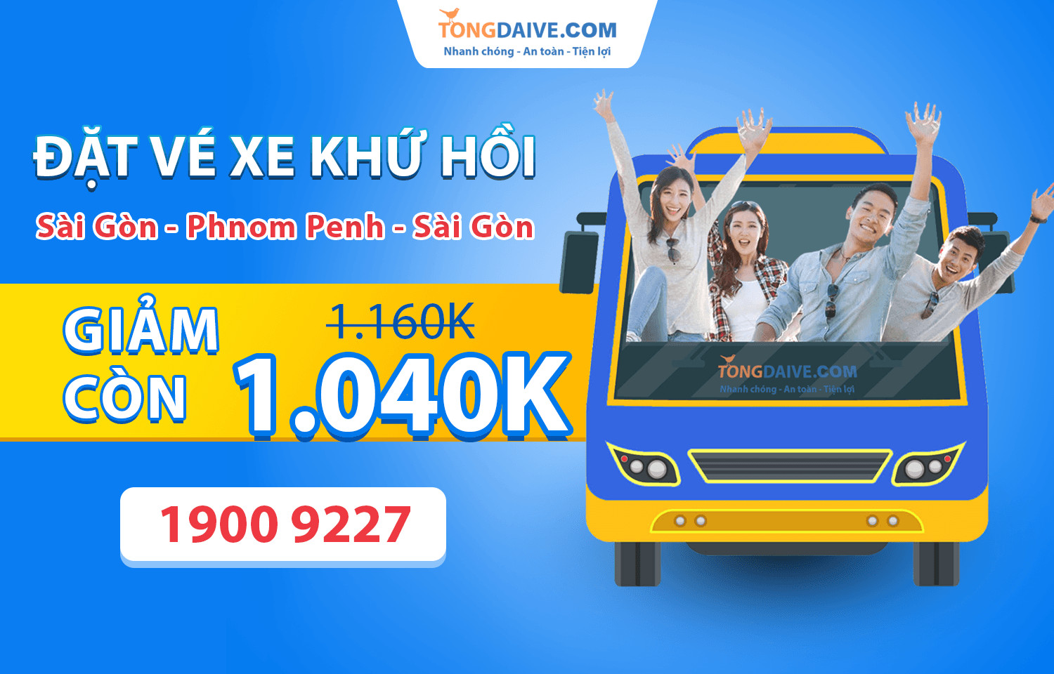 Khuyến mại vé xe đi Phnom Penh khứ hồi chỉ 1.040k 