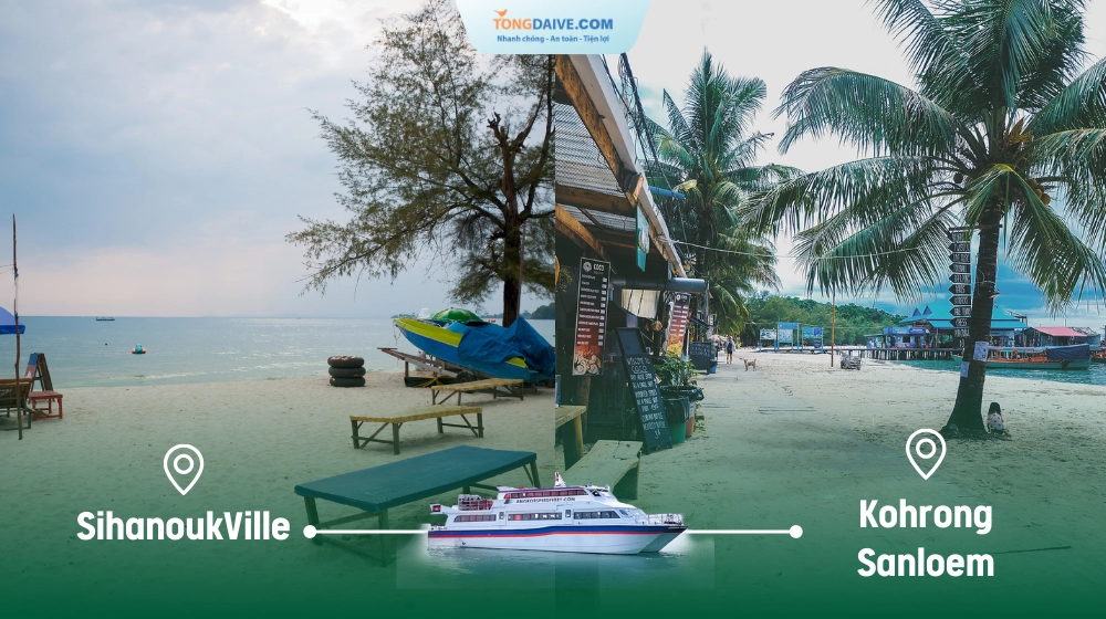 Di chuyển từ SihanoukVille sang đảo Koh Rong Sanloem bằng tàu